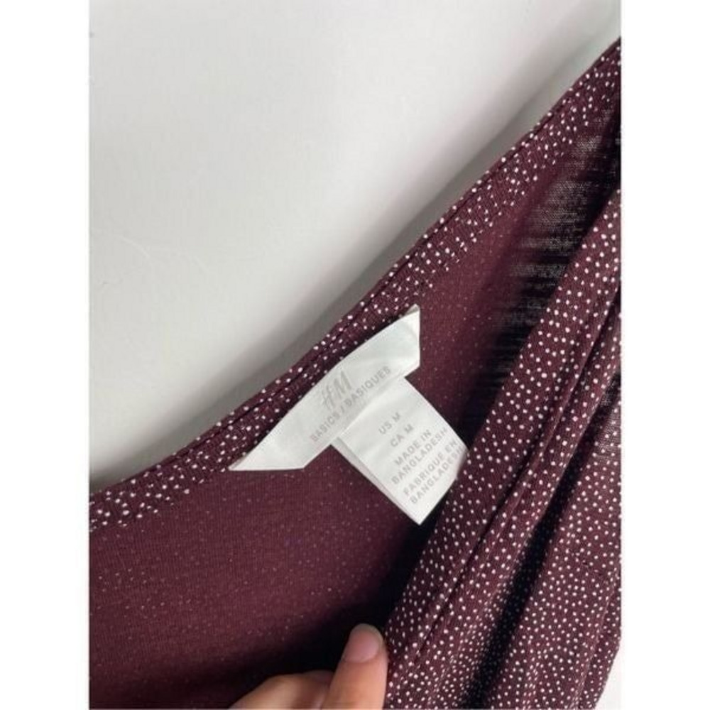 H&M Burgundy Polka Dot‎ Wrap Dress Size M - Picture 2 of 7